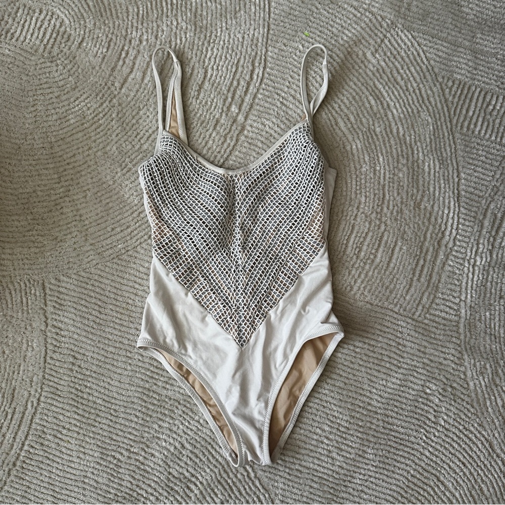 La Perla white Mesh Details swim one piece made in Italy size xs